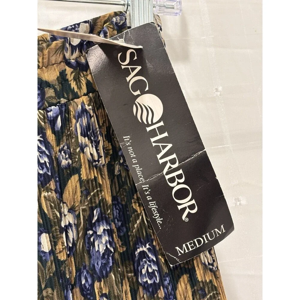 Vintage Sag Harbor Floral Midi Skirt‎ Womens Small Elastic Waist Pleated 90s